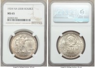 USSR Rouble 1924-ПЛ MS65 NGC, Leningrad mint, KM-Y90.1. Lightly toned gem with beautiful satiny luster.

HID09801242017