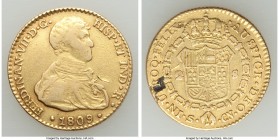 Ferdinand VII gold 2 Escudos 1809 S-CN VF, Seville mint, KM455. 22.3mm. 6.68gm. Two year type. Flan lamination or defect on reverse. AGW 0.1905 oz.

H...