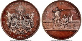 Confederation copper "Geneva Shooting Festival" Medal 1893 MS66 Brown NGC, Richter-681b. 51mm. By Hughes Bovy. EXERCICES DE L'ARQUEBUSE ET DE LA NAVIG...