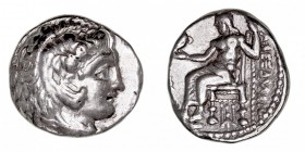 MONEDAS ANTIGUAS
REINO MACEDONIO
Alejandro Magno. Dracma. AR. (336-323 a.C.). A/Cabeza de Hércules joven con piel de león a der. R/Zeus entronizado ...