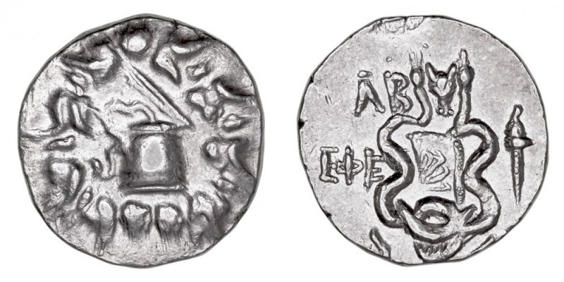MONEDAS ANTIGUAS
JONIA
Éfeso. Cistóforo. AR. (180-167 a.C.). A/Cesta mística c...
