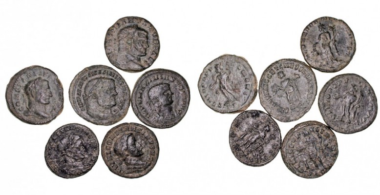 IMPERIO ROMANO
LOTES DE CONJUNTO
Lote de 6 monedas. AE. Follis. Constancio Clo...
