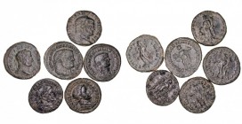 IMPERIO ROMANO
LOTES DE CONJUNTO
Lote de 6 monedas. AE. Follis. Constancio Cloro, G. Maximiano (3) y Constantino (2). MBC+ a MBC