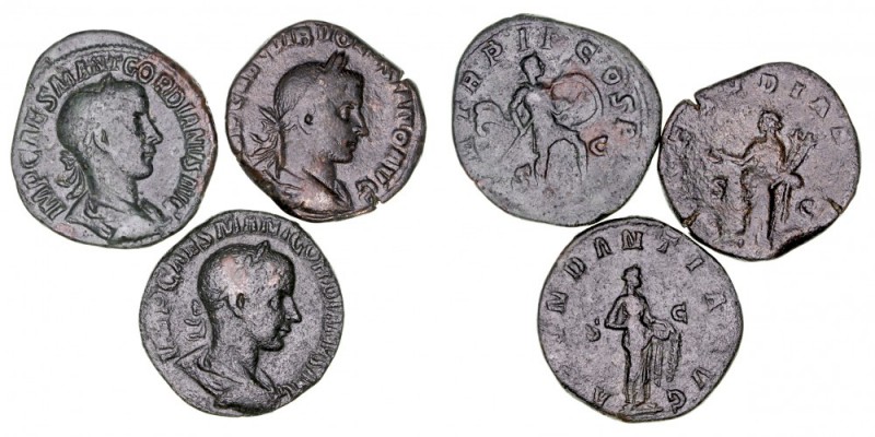 IMPERIO ROMANO
LOTES DE CONJUNTO
Lote de 3 monedas. AE. Sestercio. Volusiano (...