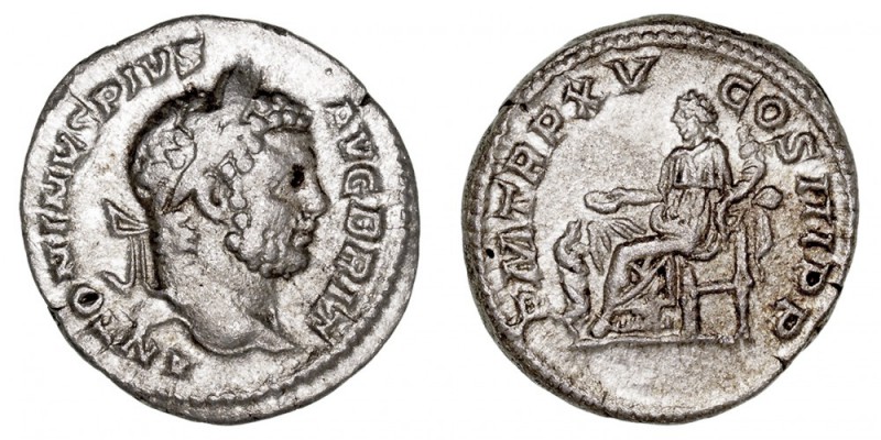 IMPERIO ROMANO
CARACALLA
Denario. AR. R/P.M. TR. P. XV COS. III P.P. Annona se...