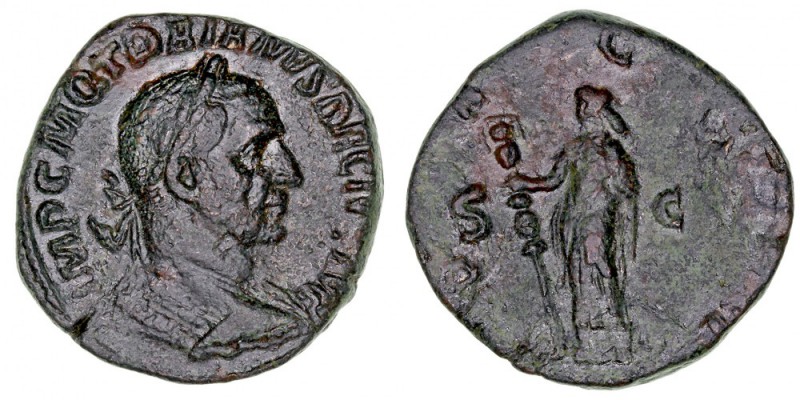 IMPERIO ROMANO
TRAJANO DECIO
Sestercio. AE. R/DACIA. S.C. 18,63 g. RIC.101B. M...