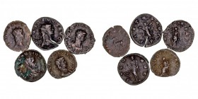 IMPERIO ROMANO
GALIENO
Lote de 5 monedas. VE. Antoniniano. BC+ a BC