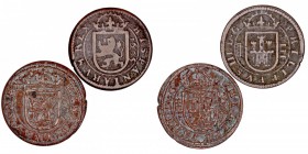 MONARQUÍA ESPAÑOLA
FELIPE III
Lote de 2 monedas. AE. 8 Maravedís 1603 y 1607 Segovia. MBC- a BC+