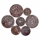 MONARQUÍA ESPAÑOLA
FELIPE III
Lote de 7 monedas. AE. 8 Maravedís 1604, 1606 y 1612 Segovia, 4 Maravedís 1606 y 1618 (2), 2 Maravedís 1604 Segovia. M...