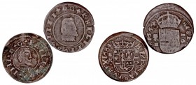 MONARQUÍA ESPAÑOLA
FELIPE IV
Lote de 2 monedas. AE. 16 Maravedís 1664 Granada N. MBC- a BC+