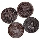 MONARQUÍA ESPAÑOLA
FELIPE V
Lote de 4 monedas. AE. 4 Maravedís 1720 Barcelona, 1741 y 1743 Segovia, 1718 Valencia. BC