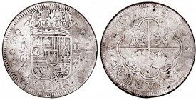 MONARQUÍA ESPAÑOLA
FELIPE V
2 Reales. AR. Segovia F. 1725. 5,07 g. Cal.1406. BC-