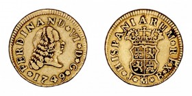 MONARQUÍA ESPAÑOLA
FERNANDO VI
1/2 Escudo. AV. Madrid JB. 1749. 1,77 g. Cal.245. MBC-