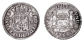MONARQUÍA ESPAÑOLA
FERNANDO VI
2 Reales. AR. Méjico M. 1756. Tipo columnario. 6,74 g. Cal.496. Bonita tonalidad. MBC