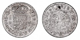 MONARQUÍA ESPAÑOLA
FERNANDO VI
Real. AR. Madrid JB. 1755. 2,72 g. Cal.567. Limpiada, si no MBC-