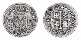MONARQUÍA ESPAÑOLA
FERNANDO VI
1/2 Real. AR. Madrid JB. 1748. 1,31 g. Cal.649. MBC-