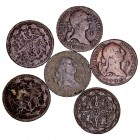 MONARQUÍA ESPAÑOLA
CARLOS III
Lote de 6 monedas. AE. 4 Maravedís 1774, 1775, 1777, 1778, 1779 y 1788 Segovia. BC+ a BC-