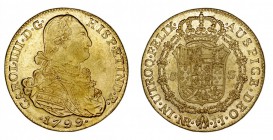 MONARQUÍA ESPAÑOLA
CARLOS IV
8 Escudos. AV. Nuevo Reino JJ. 1799. 26,98 g. Cal.129. Rayita en anv., si no EBC/EBC+. Mantiene brillo. Escasa así