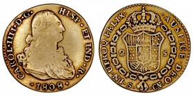 MONARQUÍA ESPAÑOLA
CARLOS IV
2 Escudos. AV. Sevilla CN. 1808. 6,24 g. Cal.460. BC+/MBC-