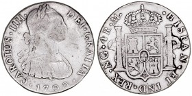 MONARQUÍA ESPAÑOLA
CARLOS IV
4 Reales. AR. Guatemala M. 1790. 13,21 g. Cal.781. Rara. BC+/MBC-