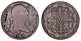 MONARQUÍA ESPAÑOLA
CARLOS IV
8 Maravedís. AE. Segovia. 1795. Cal.1486. BC+