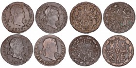 MONARQUÍA ESPAÑOLA
FERNANDO VII
Lote de 4 monedas. AE. 4 Maravedís 1827, 1828, 1830 y 1832. MBC- a BC