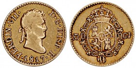 MONARQUÍA ESPAÑOLA
FERNANDO VII
1/2 Escudo. AV. Madrid GJ. 1817. 1,67 g. Cal.360. MBC+