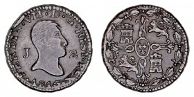 MONARQUÍA ESPAÑOLA
FERNANDO VII
2 Maravedís. AE. Jubia. 1815. 2,96 g. Cal.1581. MBC