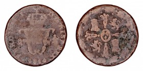 MONARQUÍA ESPAÑOLA
FERNANDO VII
1/4 Real. AE. Méjico. 1814. Cal.1624. Escasa. BC-/RC