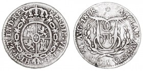 MONARQUÍA ESPAÑOLA
FERNANDO VII
AR-14. Proclamación en Madrid, 24 Agosto 1808. 1,36 g. H.1. Módulo 1/2 real. MBC-