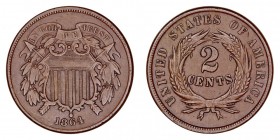 MONEDAS EXTRANJERAS
ESTADOS UNIDOS
2 Cents. AE. 1864. KM.94. Escasa. MBC