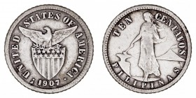 MONEDAS EXTRANJERAS
ESTADOS UNIDOS
10 Centavos. AR. Filipinas. 1907 S. 2,01 g. KM.169. MBC