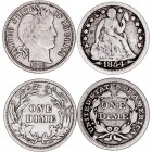 MONEDAS EXTRANJERAS
ESTADOS UNIDOS
Lote de 2 monedas. AR. Dime 1854 y 1913. MBC+ a BC+