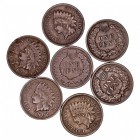 MONEDAS EXTRANJERAS
ESTADOS UNIDOS
Lote de 7 monedas. AE. Cent 1863, 1878, 1889, 1890, 1893, 1902 y 1908. MBC a MBC-