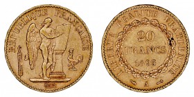 MONEDAS EXTRANJERAS
FRANCIA
20 Francos. AV. 1893 A. 6,46 g. KM.825. MBC+
