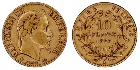 MONEDAS EXTRANJERAS
FRANCIA
Napoleón III. 10 Francos. AV. 1865 A. 3,21 g. KM.800,1. MBC