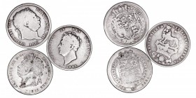 MONEDAS EXTRANJERAS
GRAN BRETAÑA
Lote de 3 monedas. AR. Shilling. 1819, 1824 y 1826. BC a RC