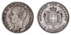 MONEDAS EXTRANJERAS
GRECIA
Jorge I. Dracma. AR. 1873 A. 4,96 g. KM.38. Tonalidad, si no MBC/MBC+