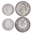 MONEDAS EXTRANJERAS
HOLANDA
Lote de 2 monedas. AR. Gillermina. 10 Cents 1912 y 25 Cents 1901. MBC- a BC+