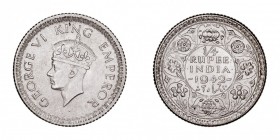 MONEDAS EXTRANJERAS
INDIA
1/4 Rupia. AR. 1942. 2,91 g. KM.546. Brillo original. SC