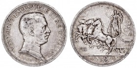 MONEDAS EXTRANJERAS
ITALIA
Víctor Manuel III. 2 Liras. AR. 1916 R. 9,95 g. Pagani 739. MBC