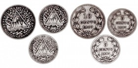 MONEDAS EXTRANJERAS
NICARAGUA
Lote de 3 monedas. AR. 10 Cents 1887 H, 5 Cents 1887 H (2). MBC