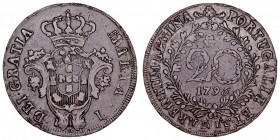 MONEDAS EXTRANJERAS
PORTUGAL
María I. 20 Reis. AE. Azores. 1795. GO.3,02. Escasa. MBC. Pátina negra