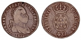 MONEDAS EXTRANJERAS
PORTUGAL
Juan Príncipe Regente. 40 Reis. AE. 1812. Pataco. 35,62 g. GO.9,02. BC
