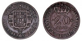 MONEDAS EXTRANJERAS
PORTUGAL
Juan VI. 20 Reis. AE. Mozambique. 1820. KM.18. GO.01,02. Escasa así. MBC+