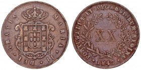 MONEDAS EXTRANJERAS
PORTUGAL
María II. 20 Reis. AE. 1847. GO.34,01. MBC/MBC-