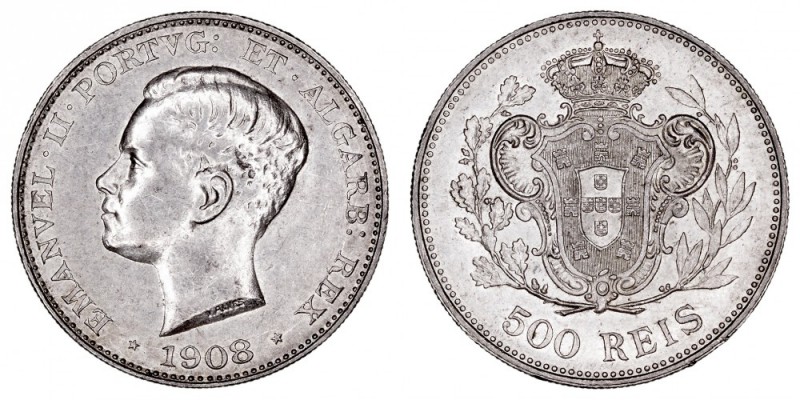 MONEDAS EXTRANJERAS
PORTUGAL
Manuel II. 500 Reis. AR. 1908. 12,53 g. GO.04,02....