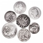 MONEDAS EXTRANJERAS
PORTUGAL
Lote de 7 monedas. AR. Juan V 100 Reis y 80 Reis 1848 (agujerito), María I 50 y 60 Reis, José I Tostao, Pedro V 100 Rei...