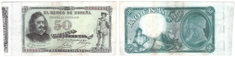BILLETES
ALFONSO XIII
50 Pesetas. 25 Noviembre 1899. Serie D. Velázquez. ED.B9...