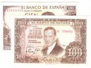 BILLETES
ESTADO ESPAÑOL, BANCO DE ESPAÑA
Lote de 2 billetes. 100 Pesetas 1953 y 1965. Series. EBC+